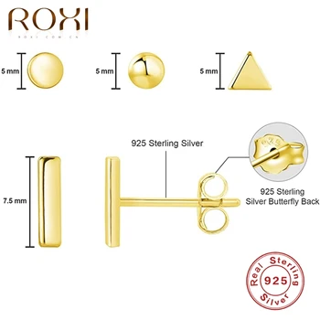 ROXI Mini Hvězda Trojúhelník Stud Náušnice pro Ženy, Dívky, Piercing, Náušnice Minimalismus Ucho hřebík Náušnice 925 Stříbrné Šperky 2021Trend