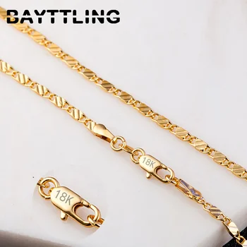 BAYTTLING 925 Stříbrné 2MM 16-30 Palcový Zlata Boční Řetěz Náhrdelník Pro Ženy Muži Módní Šperky Kouzlo Náhrdelník Dárek