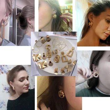 Módní Vintage Náušnice Pro Ženy Velké Geometrické Prohlášení Zlaté Kovové Náušnice 2021 Módní Náušnice Šperky Příslušenství