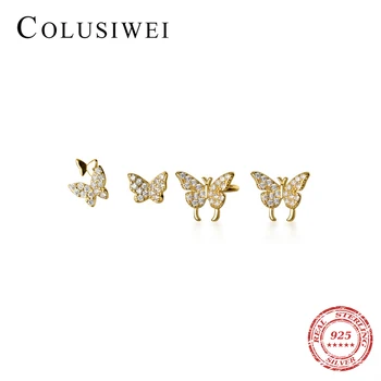 Colusiwei Jasné CZ Krásný Malý Motýl, Skutečný 925 Sterling Silver Anti-Alergie na Hmyzí Stud Náušnice pro Ženy Jemné Šperky