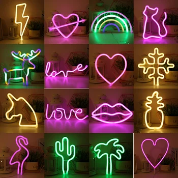Led Neon Světlo Barevné Duhy Umění Znamení Visí Noční Lampa Pro Domácí Party Svatební Ložnice Dekorace Vánoční Dárek Neonové Lampy