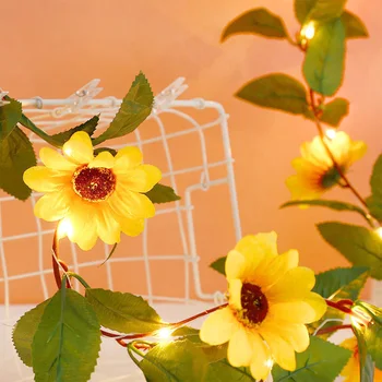 30LED 7.2 ft Sun Flower String Světla, Baterie Garland Rostliny Víla Světla pro den svatého Valentýna, Svatební Party Dekorace Ložnice