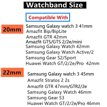 20mm/22mm hodinky kapela pro hodinky Samsung Galaxy 3/46mm/42mm/Aktivní 2/Gear S3 Hranice Silikonový náramek Huawei GT/GT2/2e/Pro popruh