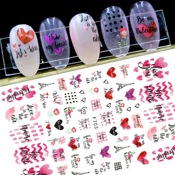 1ks Valentines Manikúra Láska, Dopis, Květ Posuvníky na Nehty Nápisy Nail Art Dekorace 3D Samolepky Tipy na Nehty DIY