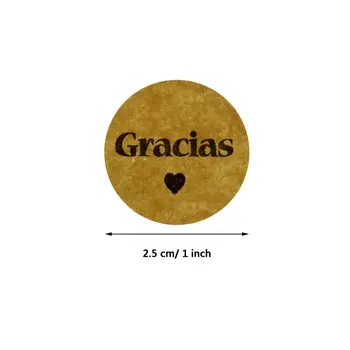 500pcs Přírodní Kraft Gracias španělské Děkuji štítky, Samolepky pro Těsnění Štítek Pečení Balíček Samolepky na Scrapbooking, Nálepka