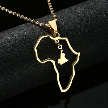 Obrys Afriky Kamerun Mapa Přívěsek Náhrdelníky Zlaté Barvy Šperků Mapa Afriky Cameroun Dárek