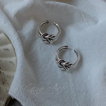 LIVY Stříbrná Barva Double Řádek Plést Květina Otevření Prsten pro Ženy Vintage Ručně vyráběné Šperky Párty Dárky