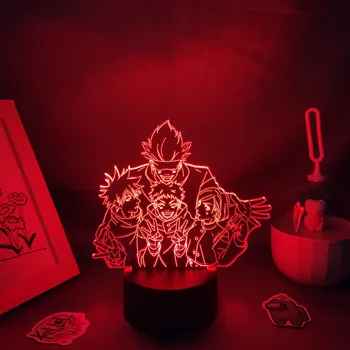 Jujutsu Kaisen Anime Obrázek Itadori Yuji Satoru Gojo Tým 3D LED Žárovky RGB Noční Osvětlení Ložnice Tabulka Decor Manga Dárky k Narozeninám
