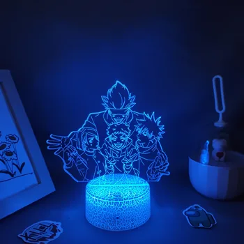Jujutsu Kaisen Anime Obrázek Itadori Yuji Satoru Gojo Tým 3D LED Žárovky RGB Noční Osvětlení Ložnice Tabulka Decor Manga Dárky k Narozeninám