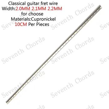 10 Ks Cupronickel Mědi-slitiny niklu Fingerboard-line starat drát pro Klasickou kytaru, 10 cm/kus Šířka 2,0 mm a 2,1 mm a 2,2 mm