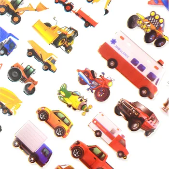 5 Listů 3D Cartoon Přepravu Automobilů Bublina Samolepky Mateřské školy Děti Odměnu Samolepky Dárkové Samolepky
