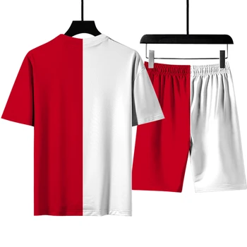 Nové barvy odpovídající 2-dílná lesích digitální tisk letní tenká T-shirt sportovní pánské módní ležérní hip hop styl Šortky Set