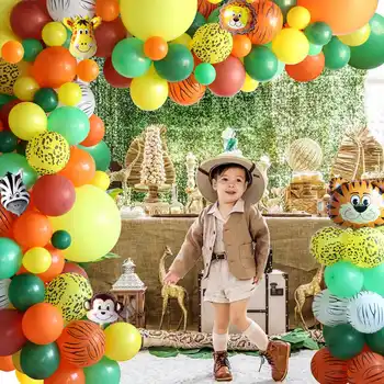 Jungle Safari Téma Party Balón Věnec Sada Zvířat Balónky pro Chlapce Narozeniny, Party Dekorace Děti Baby Sprcha Dekorace