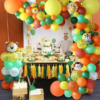 Jungle Safari Téma Party Balón Věnec Sada Zvířat Balónky pro Chlapce Narozeniny, Party Dekorace Děti Baby Sprcha Dekorace