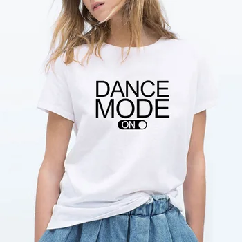 Módní Tanec Režimu na bavlněná trička Krátký Rukáv Volné crewneck top tees Oblečení plus velikosti pro ženy, Dámy, holky