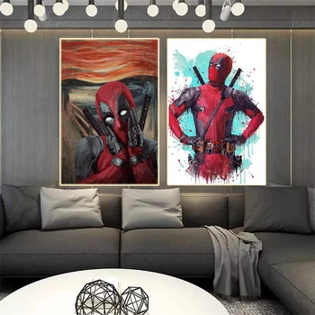 Marvel Funny Anime Deadpool Plakáty Film Superhrdina Malířské Plátno Tisků Wall Art Obývací Pokoj Koupelna Dekorace Dárek Cuadros