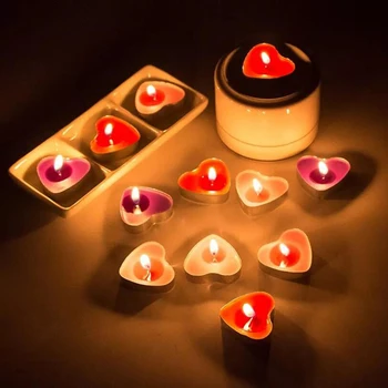 50ks Láska Srdce ve Tvaru Čaj Světlo Svíčky Bezdýmný Svíčky, Romantické Dekorativní