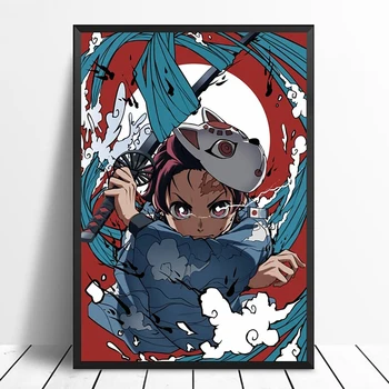 Anime Kimetsu Č. Yaiba-Ďábel Killer Plakát Tisk na Plátno dětský Pokoj Wall Art Dekorace Obrázek Bezrámové Malování