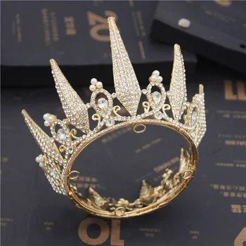 Barokní Royal Queen Crystal Svatební Korunka, Svatební Čelenky a Korunky Malá Princezna Nevěsta Čelenka Vlasy, Šperky, Doplňky