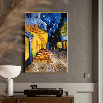 Van Gogh Malování Kresby Noc Venkovní Kavárna Plátno Plakát Wall Art Obrázky Dekorace Pro Obývací Pokoj Otisky Nástěnné Malby