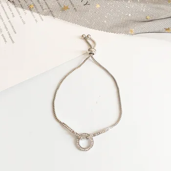 Módní Jednoduché AAA Cubic Zirconia Přívěsek Náramek pro Ženy Kulatý Lesklý Krystal korejský Náramek Ženské 2020 Nové Šperky Dárky