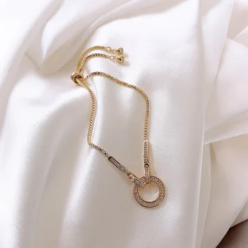 Módní Jednoduché AAA Cubic Zirconia Přívěsek Náramek pro Ženy Kulatý Lesklý Krystal korejský Náramek Ženské 2020 Nové Šperky Dárky