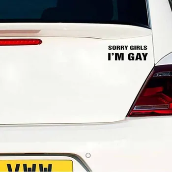 Auto Nálepka Legrační Promiň, Holka, já jsem Gay PVC Auto Dekorace Nálepka Kreativní Vodotěsný Kryt Scratch Černá/bílá, 14 cm*5 cm
