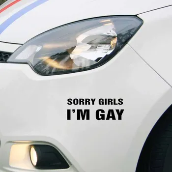 Auto Nálepka Legrační Promiň, Holka, já jsem Gay PVC Auto Dekorace Nálepka Kreativní Vodotěsný Kryt Scratch Černá/bílá, 14 cm*5 cm