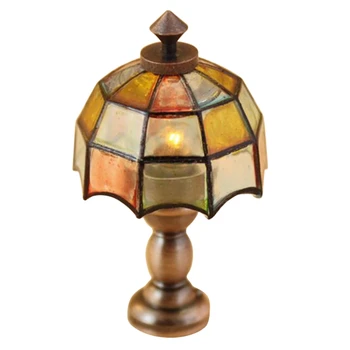 1/12 Dollhouse Miniaturní Vintage Barevný Odstín Lampa na Čtení Světlo, Nábytek do Ložnice DIY Panenku Dům Příslušenství
