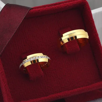 SILVERFONI 925 pravé Stříbro Snubní Prsteny Set Pro Muže A Ženy, Šperky, Hand Made Dárek k Výročí Nové Sezóny Zlaté Desky
