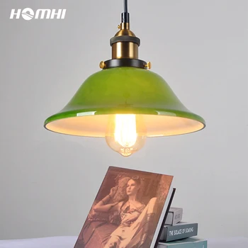 Zelený kabel přívěsek světlo retro osvětlení decoracion moderno kuchyně, svítidla, pokojové lampy lampe de chevet de chambr HPD-084