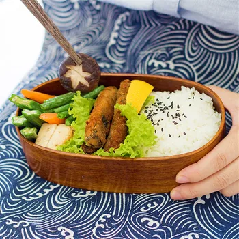 Dvojitá Vrstva Dřeva Oběd Kontejnery, Japonský Bento Sushi Oběd Box Přenosné Sushi Jídlo Kontejner S Popruhy Studenti Oběd Případě