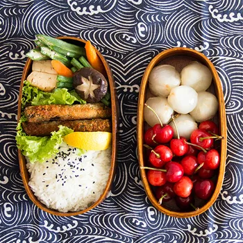 Dvojitá Vrstva Dřeva Oběd Kontejnery, Japonský Bento Sushi Oběd Box Přenosné Sushi Jídlo Kontejner S Popruhy Studenti Oběd Případě