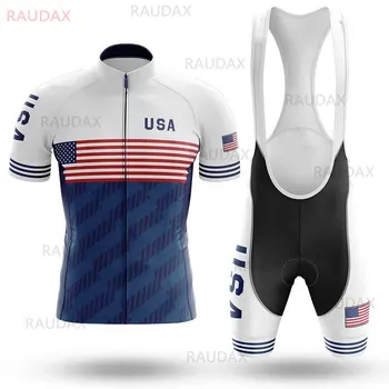 USA Kole Tým Cyklistické Jersey Sada 2020 Letní Maillot Ciclismo Pánské Cyklistické Oblečení Ropa De Ciclismo MTB Kolo Uniformu