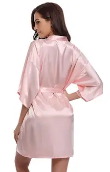 2021 Nové Hedvábné Kimono Robe Župan Ženy Družička Hedvábí Roucho Sexy Tmavě Modré Roucho Saténové Šaty Dámské Župany