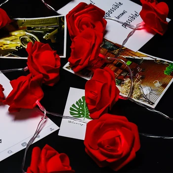 10/6/3/1.5 M Svatební String Světlo Umělé Růže Květ LED Lampa USB/Baterie Pro Den svatého Valentýna Věnec Kytice Dekor