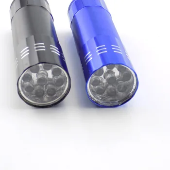 9 LED UV Ultrafialové Fluorescenční Svítilna, Flash Pochodeň Světla lampa Fialová Ultra Violet blacklight linterna AAA baterie Peníze