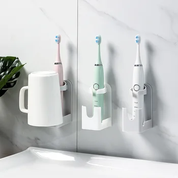 Koupelnové doplňky punch-zdarma elektrický zubní kartáček skladovací stojan, multifunkční nástěnný mytí poháru na oblečení, zubní mozků rack