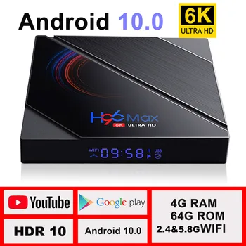 TV Box android 10 4G 64GB 6K Android TV Box 2020 H96 MAX H616 Smart TV Box LEMFO 2.4 G 5.8 G BEZDRÁTOVÉ Google Voice Set Top Box H96max