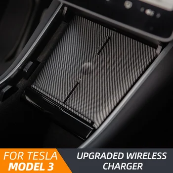 Modelové číslo3 Auto Bezdrátová Nabíječka Pro Tesla Model 3 2021 Příslušenství Porty USB Rychlá Nabíječka Dual Telefony Uhlíku ABS Model Y Tři Nové