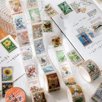 Vintage Stamp Museum, Washi pásky Rostliny Samolepky cestovního Ruchu Stylu Retro Koláž Dekorace Štítky Deník Scrapbooking Album