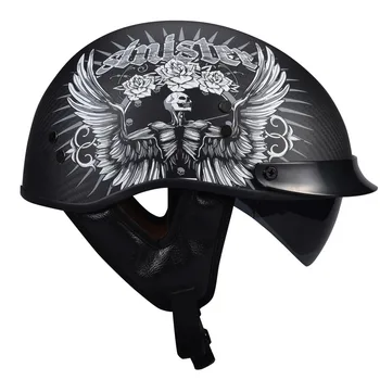 Vcoros A200 Uhlíkových Vláken Otevřený Obličej Motocykl Helma Se Sluneční Vrchol Vintage Helmu Capacete Casco Helmice