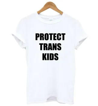 Ženy T Košile Chránit Trans Děti Dopisů, Tisk Tričko Ženy Krátký Rukáv O Krku Volné tričko Dámy Kauzální Tričko