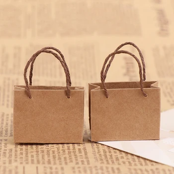 2KS 1:12 Domeček pro panenky Miniaturní Mini Kraft Paper Bag Kabelka Panenka Nákupní Taška
