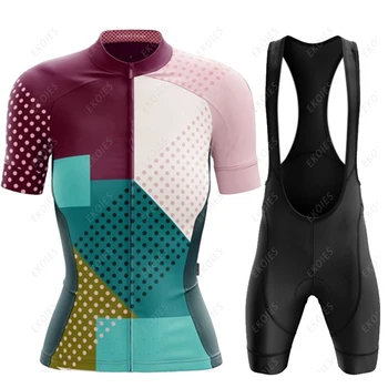2021 Dámské Cyklistické Jersey Sada Slim populární Letní Anti-UV Cyklistické Oblečení Ženy Krátký Rukáv Horských kol Oblečení