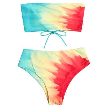 2021 Dámské Plavky Sexy Bikiny Set ramínek Vysoký Pasu Rozdělit Plavky Ženy Letní Plus Velikost Plážové oblečení Plavky Bikini Vyhovuje
