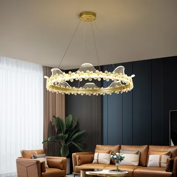 Postmoderní zlaté světlo luxusní sál křišťálový lustr kreativní minimalistický restaurace osvětlení romantické teplé ložnice lampa