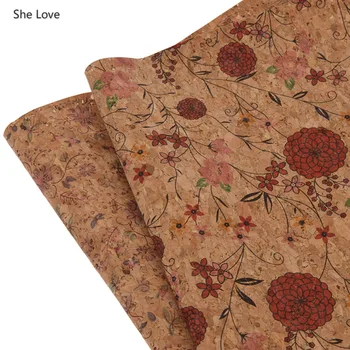 Chzimade A3 Měkká Korková Textilie Vintage Květinový Vzor Tkaniny pro Šicí DIY Oděv, Luk Kabelky Materiálů