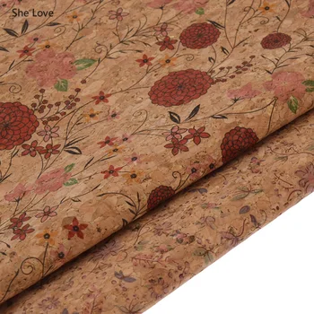 Chzimade A3 Měkká Korková Textilie Vintage Květinový Vzor Tkaniny pro Šicí DIY Oděv, Luk Kabelky Materiálů