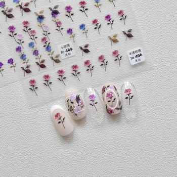 5D Nehty Nálepka Nail Art Sticker Japonské Barevné Lepicí Nová Květina Nail Art Dekorace Růžové Zahradě